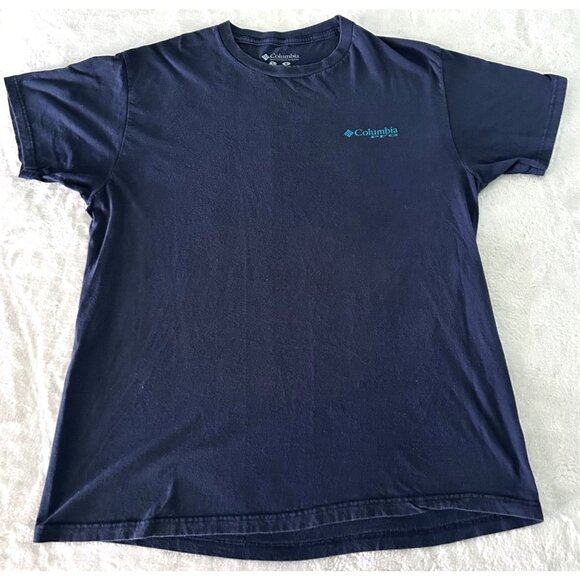 Columbia Mens Navy Graphic T-Shirt Tee Size Large L Cotton Crewneck - Picture 1 of 3